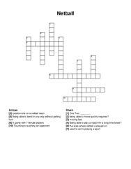 Netball crossword puzzle