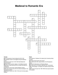 Medieval to Romantic Era crossword puzzle