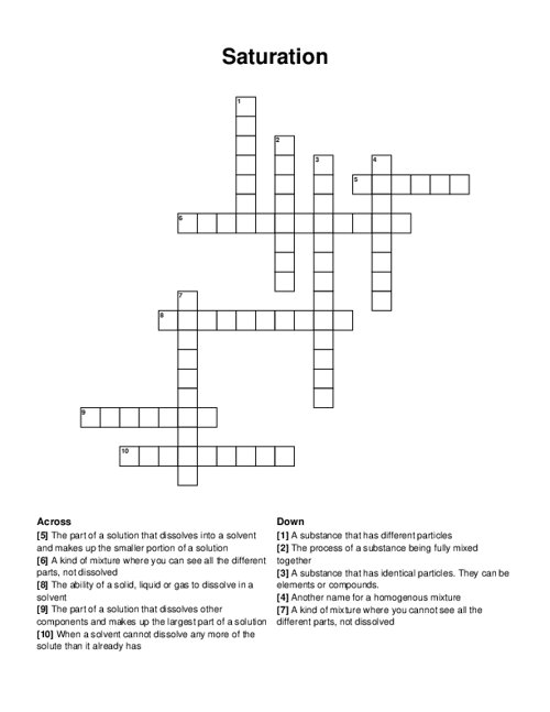 Saturation Crossword Puzzle