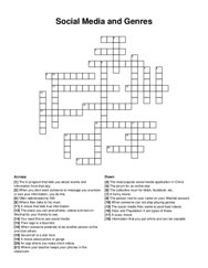 Social Media and Genres crossword puzzle
