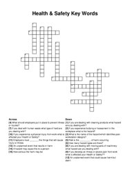 Health & Safety Key Words crossword puzzle
