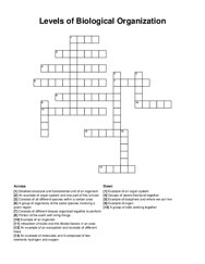 Levels of Biological Organization crossword puzzle