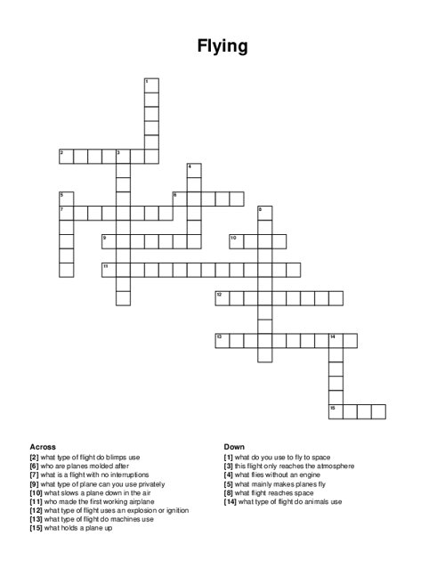 Flying Crossword Puzzle