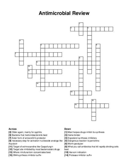 Antimicrobial Review Crossword Puzzle