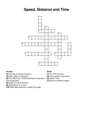 Speed, Distance and Time crossword puzzle