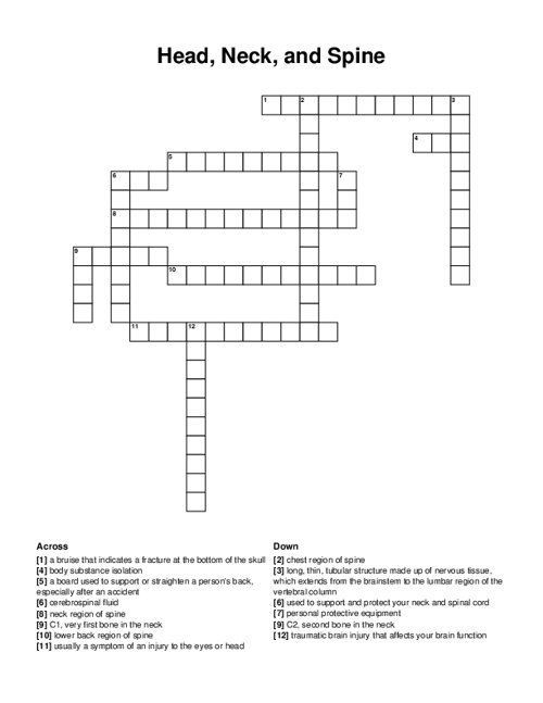 Head Neck and Spine Crossword Puzzle