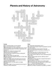 Planets and History of Astronomy crossword puzzle