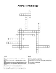 Acting Terminology crossword puzzle
