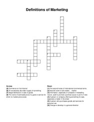 Definitions of Marketing crossword puzzle