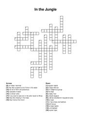 In the Jungle crossword puzzle