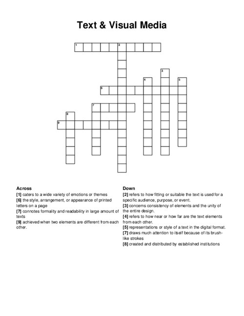 Text & Visual Media Crossword Puzzle