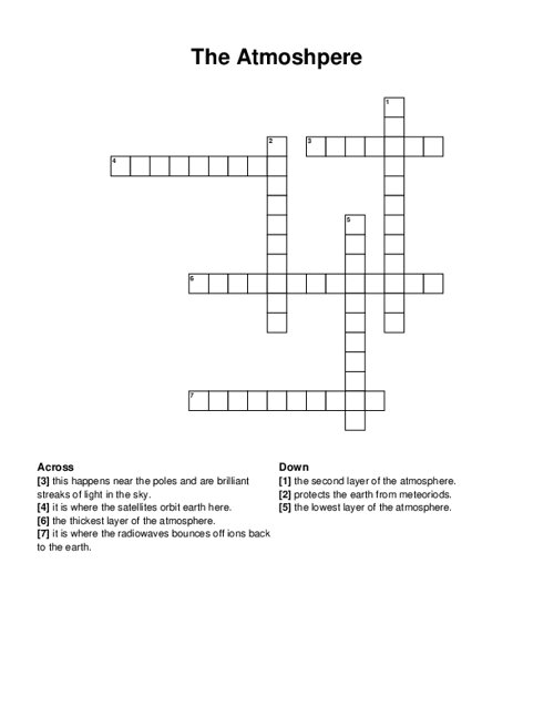The Atmoshpere Crossword Puzzle