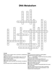 DNA Metabolism crossword puzzle