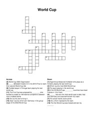 World Cup crossword puzzle