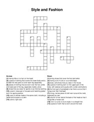 Style and Fashion crossword puzzle