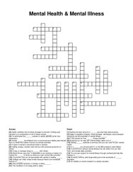 Mental Health & Mental Illness crossword puzzle