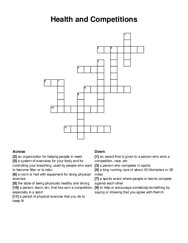 Health and Competitions crossword puzzle