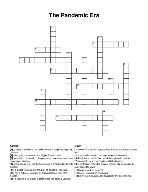The Pandemic Era Crossword Puzzle