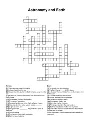 Astronomy and Earth crossword puzzle