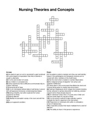 Nursing Theories and Concepts crossword puzzle