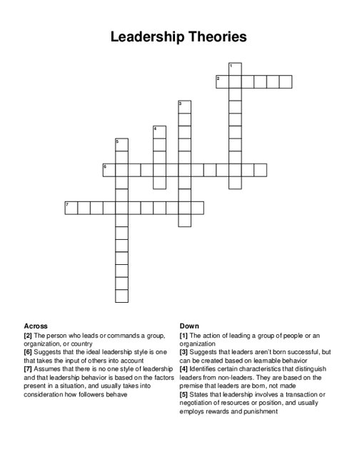 Leadership Theories Crossword Puzzle