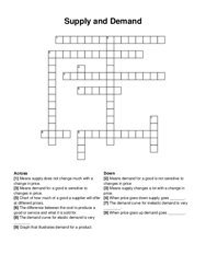 Supply and Demand crossword puzzle