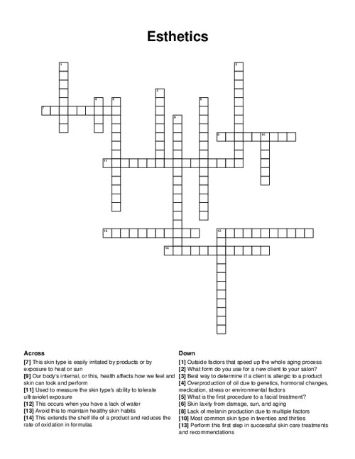 Esthetics Crossword Puzzle