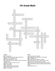 7th Grade Math crossword puzzle