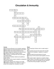 Circulation & Immunity crossword puzzle
