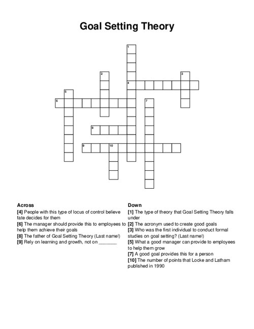 Goal Setting Theory Crossword Puzzle