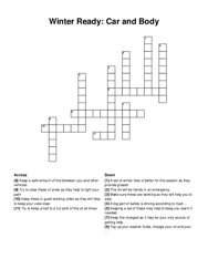 Winter Ready: Car and Body crossword puzzle