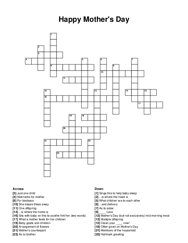 Happy Mothers Day crossword puzzle