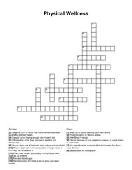 Physical Wellness crossword puzzle
