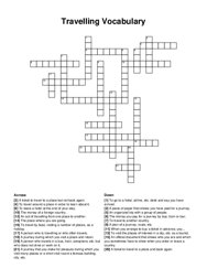 Travelling Vocabulary crossword puzzle