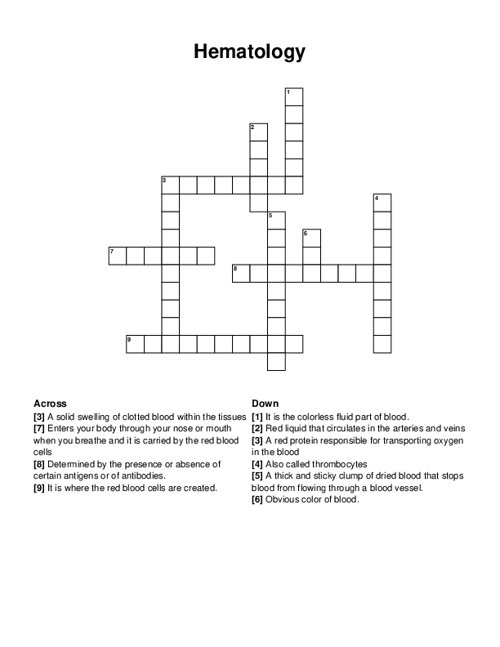 Hematology Crossword Puzzle