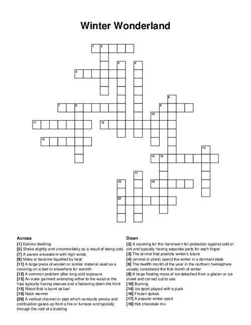 Winter Wonderland Crossword Puzzle