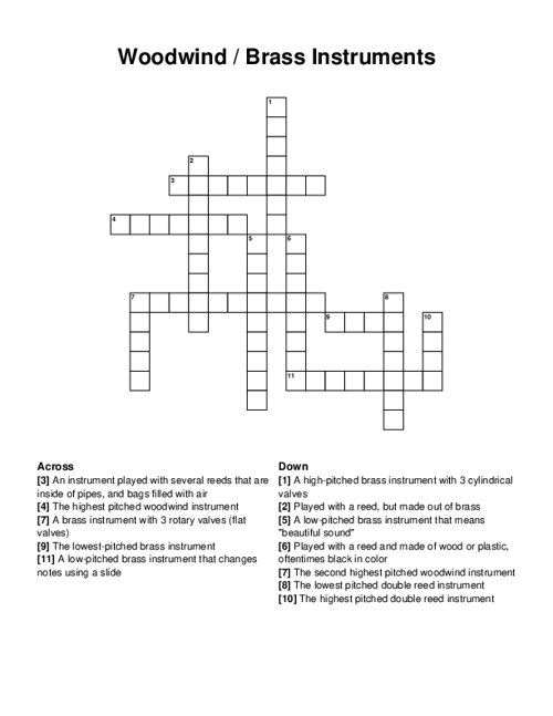 stringed instrument crossword puzzle