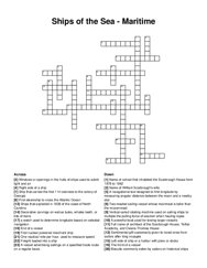 Ships of the Sea - Maritime crossword puzzle
