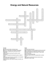 Energy and Natural Resources crossword puzzle