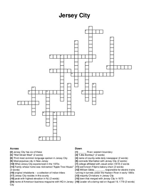 Jersey City Crossword Puzzle