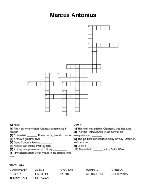 Marcus Antonius Crossword Puzzle