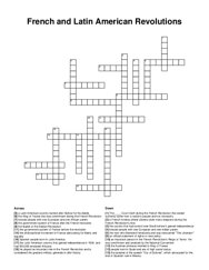 French and Latin American Revolutions crossword puzzle