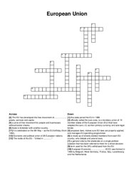 European Union crossword puzzle
