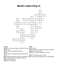 Martin Luther King Jr. crossword puzzle