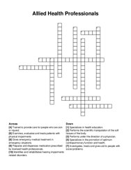 Allied Health Professionals crossword puzzle