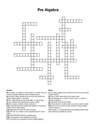 Pre Algebra crossword puzzle