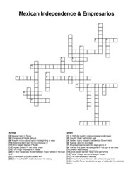Mexican Independence & Empresarios crossword puzzle