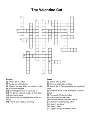 The Valentine Cat crossword puzzle