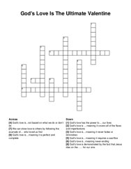 Gods Love Is The Ultimate Valentine crossword puzzle