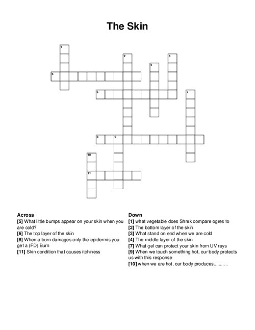 The Skin Crossword Puzzle